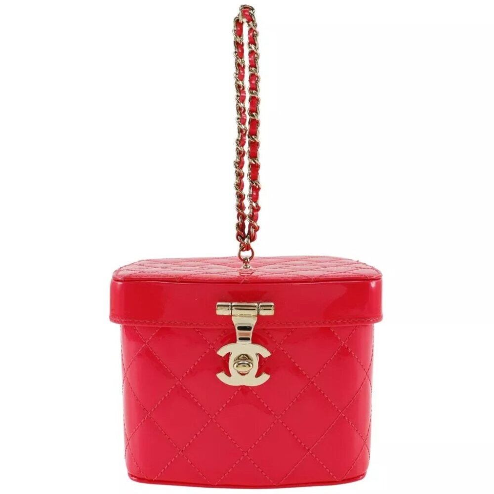 CHANEL Vanity Handbag Matelasse Party bag pink/Patent leather Women